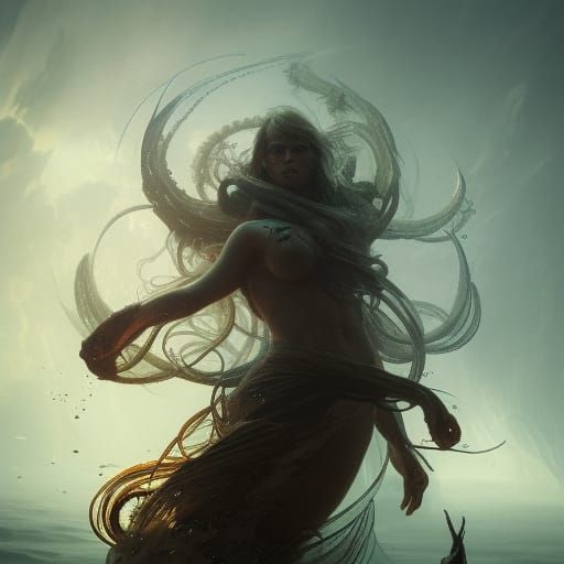 Hyperdetailed Sea Demon Concept Art in Dark Fantasy Style