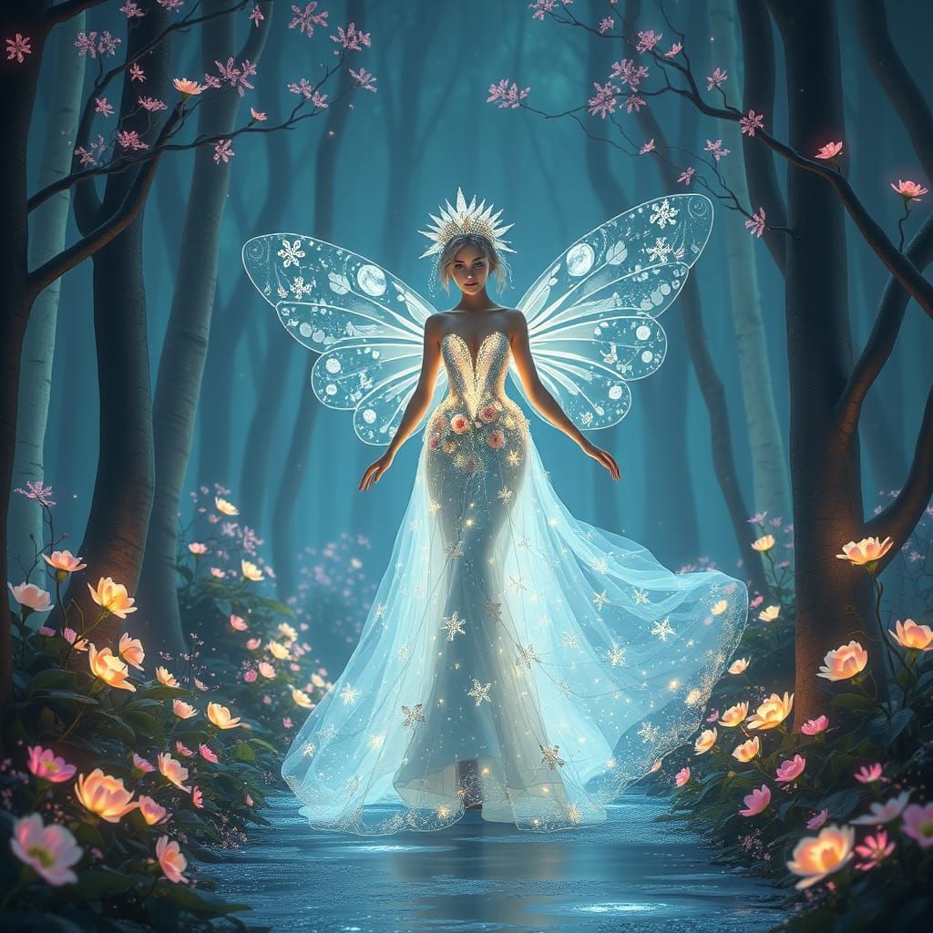 Fairy Queen Shines in Enchanted Bioluminescent Forest Runway...