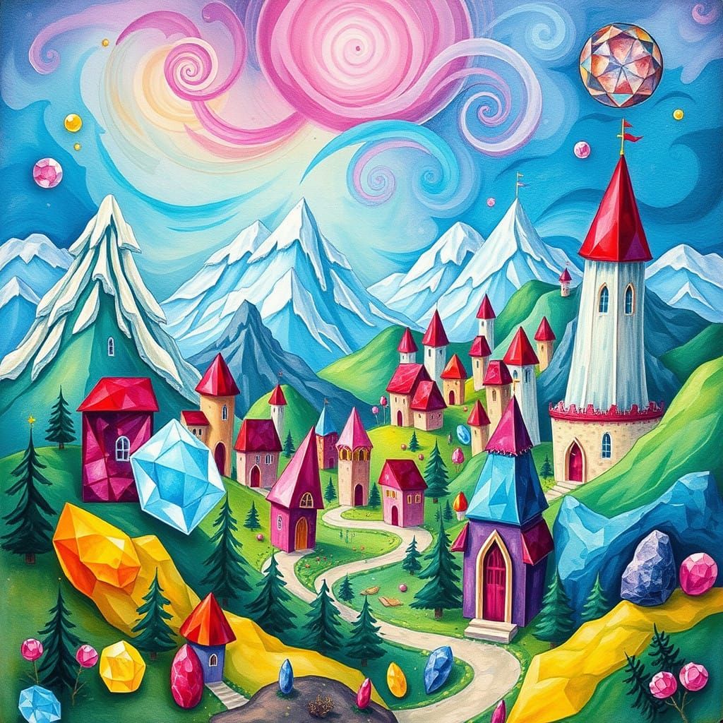 Vibrant Gemstone Wonderland in Candyland Style