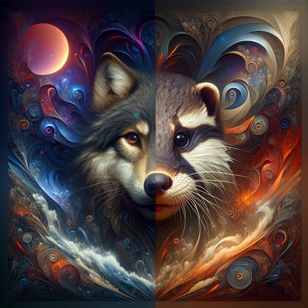 Half-Wolf Half-Otter Anthro Fantasy Concept Art