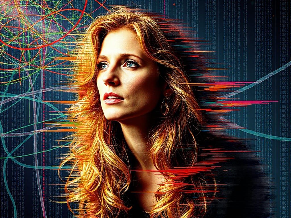 Stevie Nicks Glitch Portrait in Digital Art Style