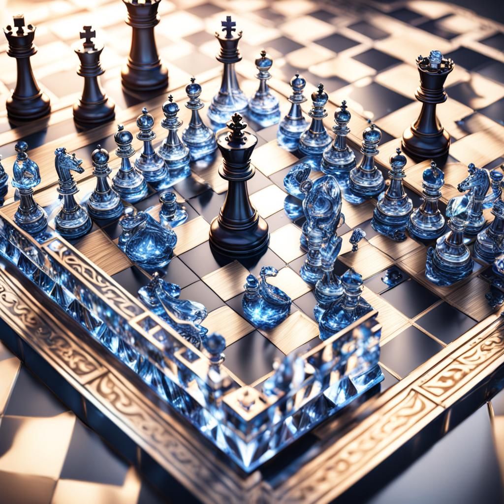 Magical Crystal Chess Game in Detailed Matte Style