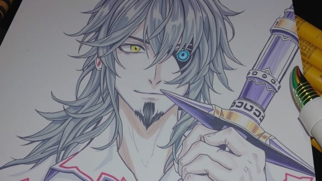 Mysterious Half-Demon Space Pirate Captain with Golden and B...