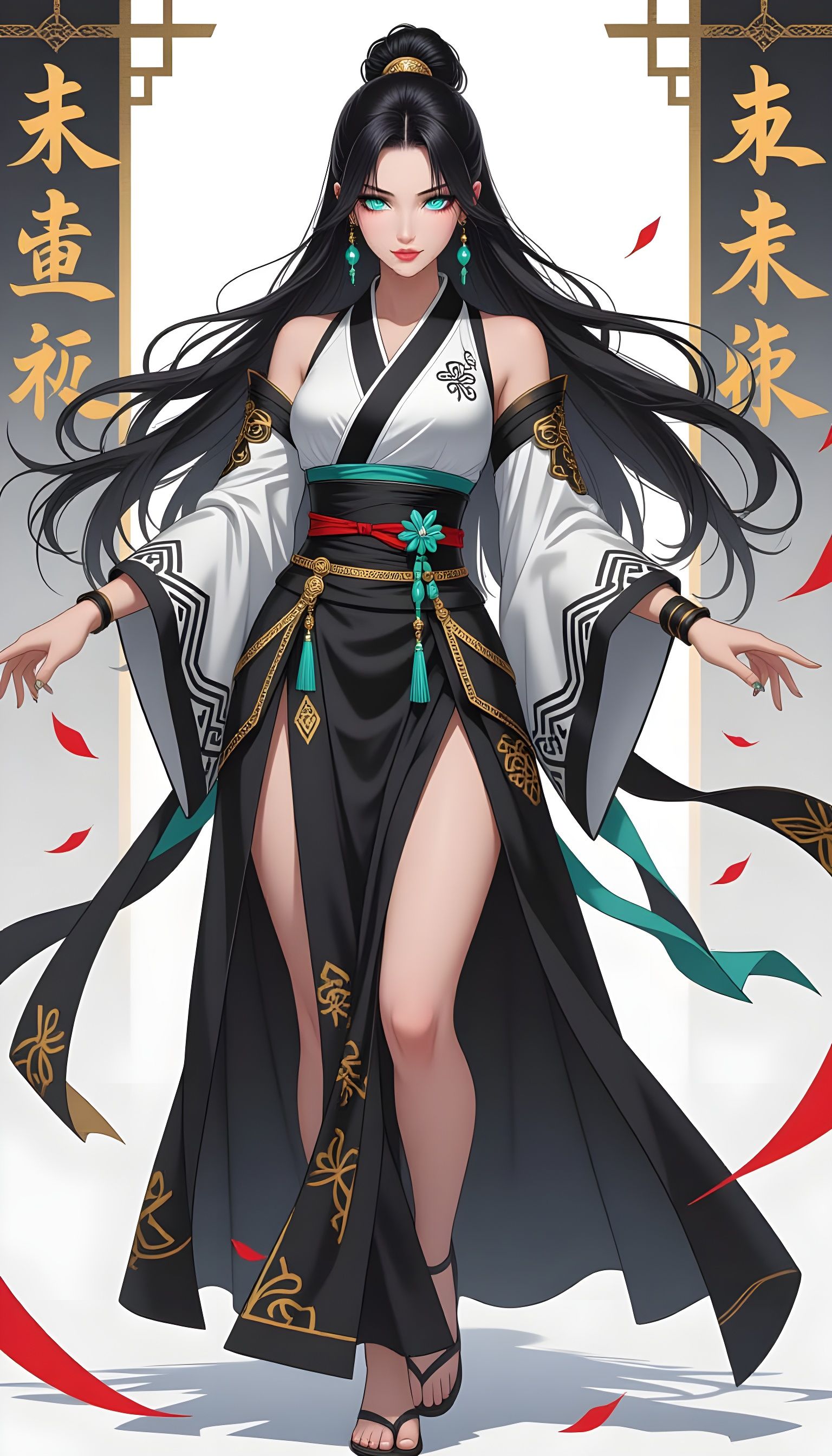 Confident Woman in Martial Arts Pose, Fantasy Anime Style