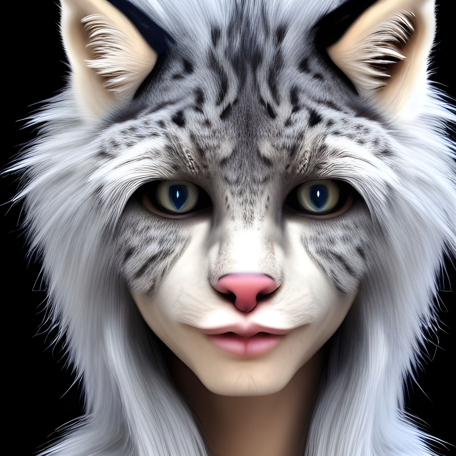 Cyberpunk Lynx Girl Portrait in 8k Resolution