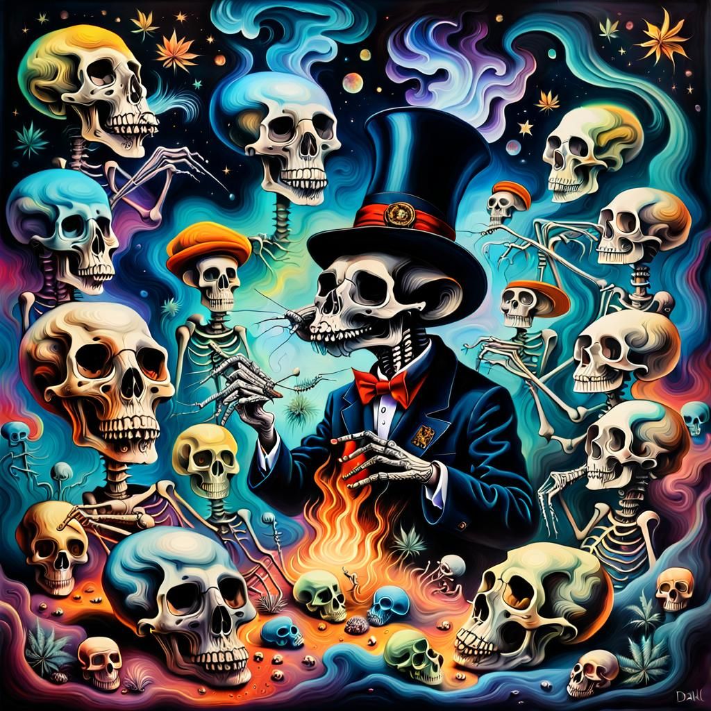 Surreal Rats Smoking Weed in Cosmic Dreamscape