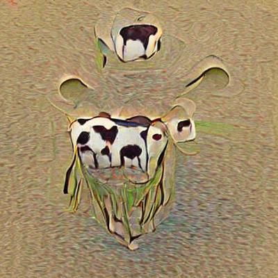 Surreal Three-Headed Cow in a Field