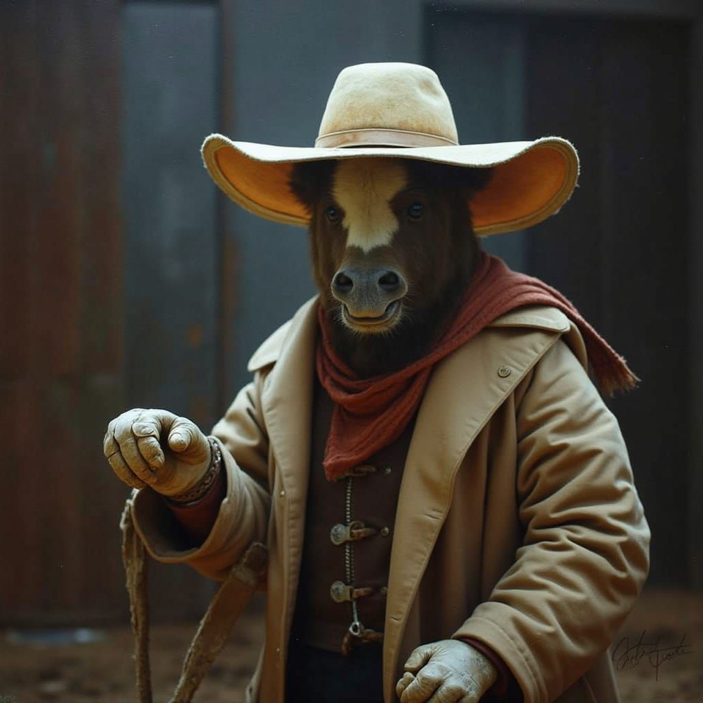 Horse in Cowboy Hat and Boots: Western Art