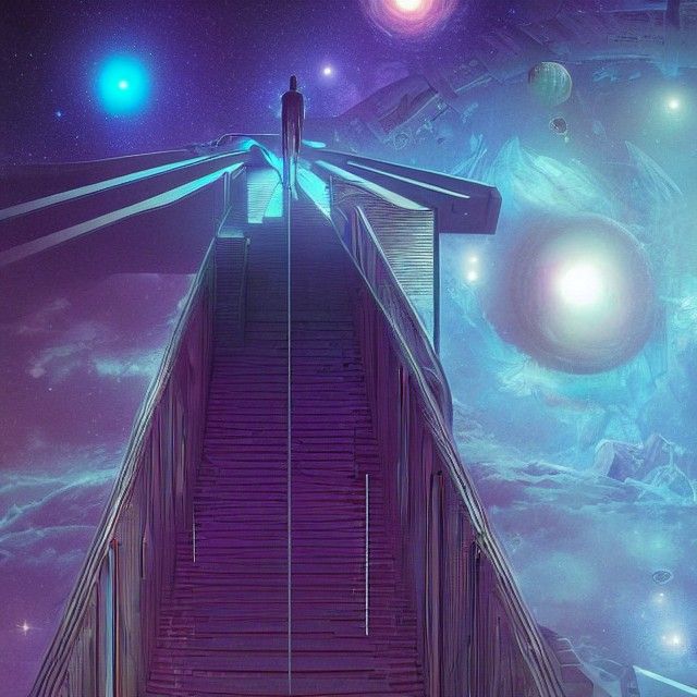 Stairway to the cosmic galaxy by Jim Burns and Beeple. The 5...