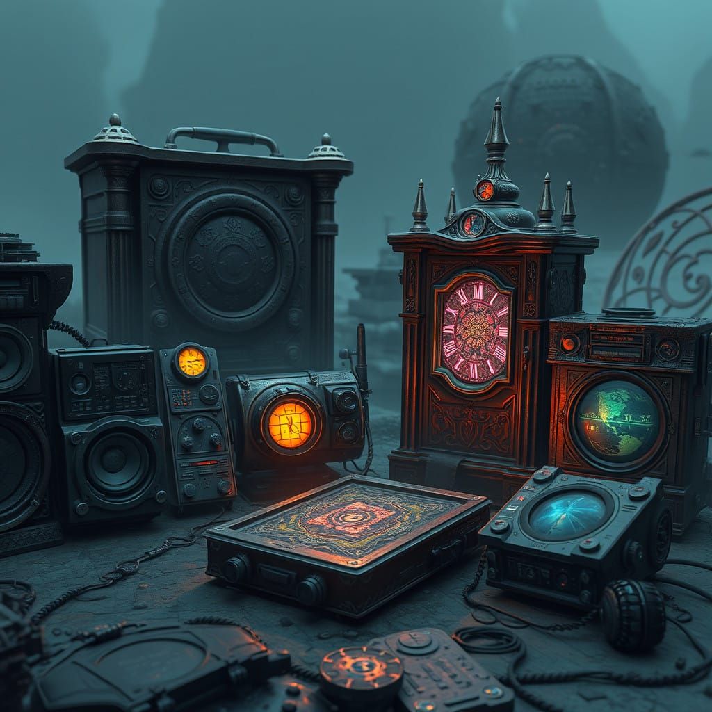Surreal Devices from the Past in Deep Fantasy Concept Art