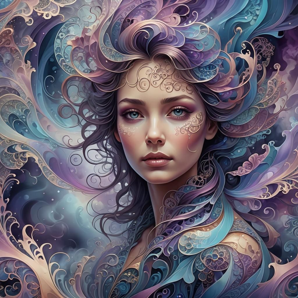 Ethereal Soul in Abstract Storm, Fractal Art