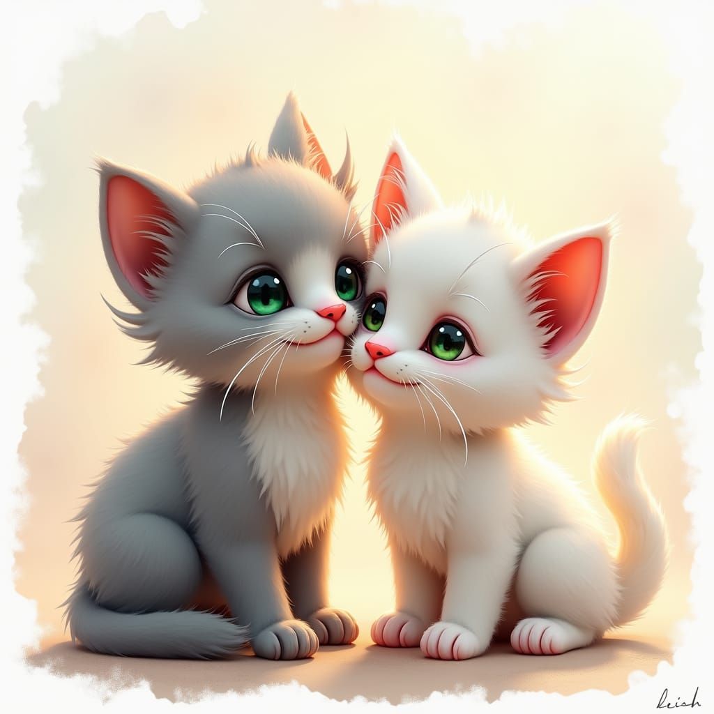 Two Kittens Share a Tender Moment