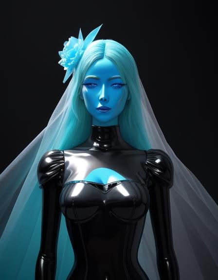 Surreal Mannequins with Neon Bluebirds, Chiaroscuro Style