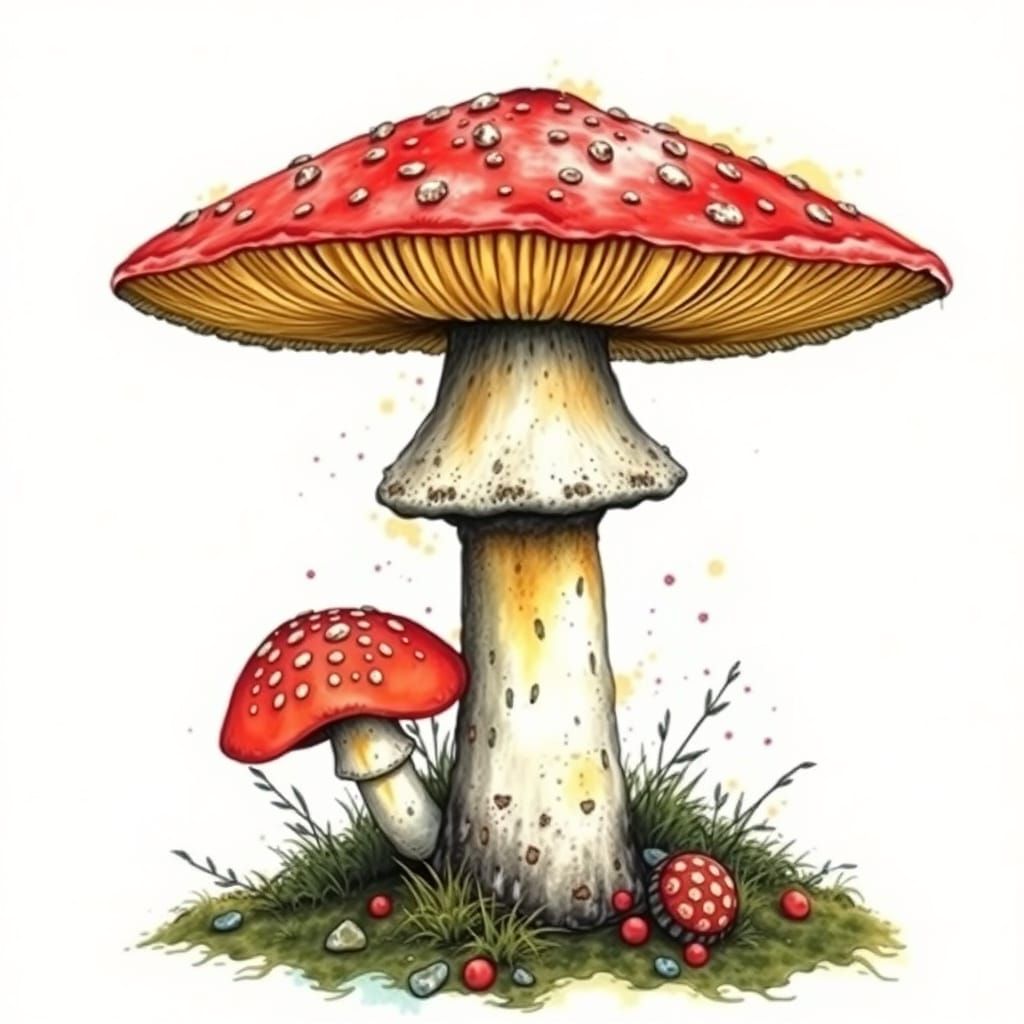 Vibrant Mushrooms in Harmonious Hues