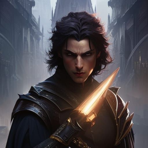 Elven Thief Portrait in Dark Fantasy Style