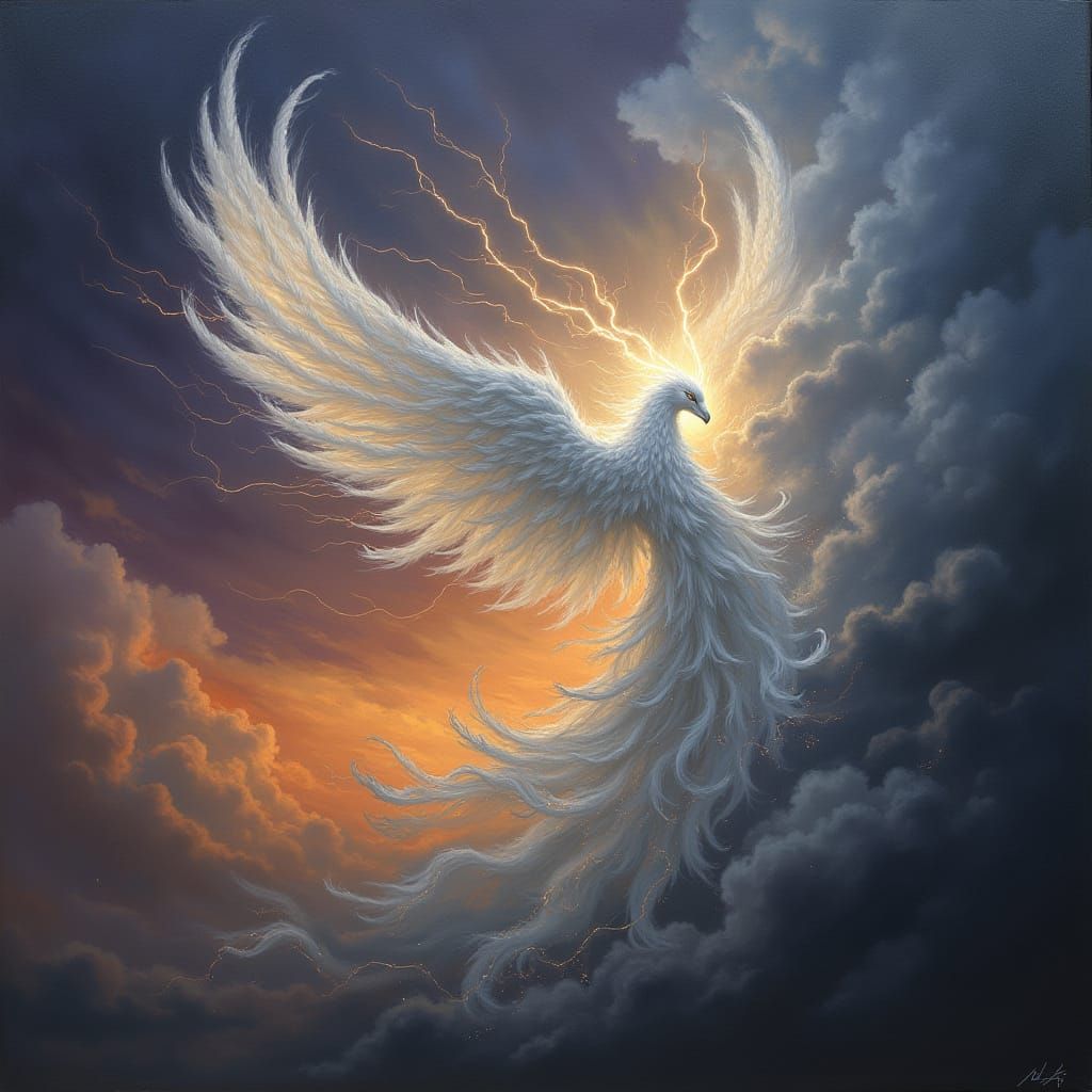 Spirit of Air: Ethereal Cloud Entity with Lightning Wings