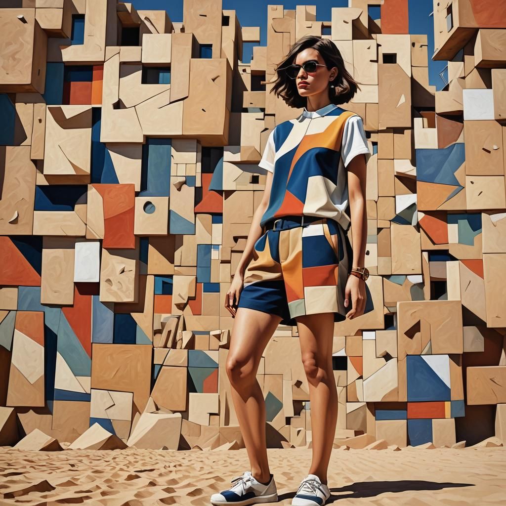 Abstract Cubist Woman in Desert Street
