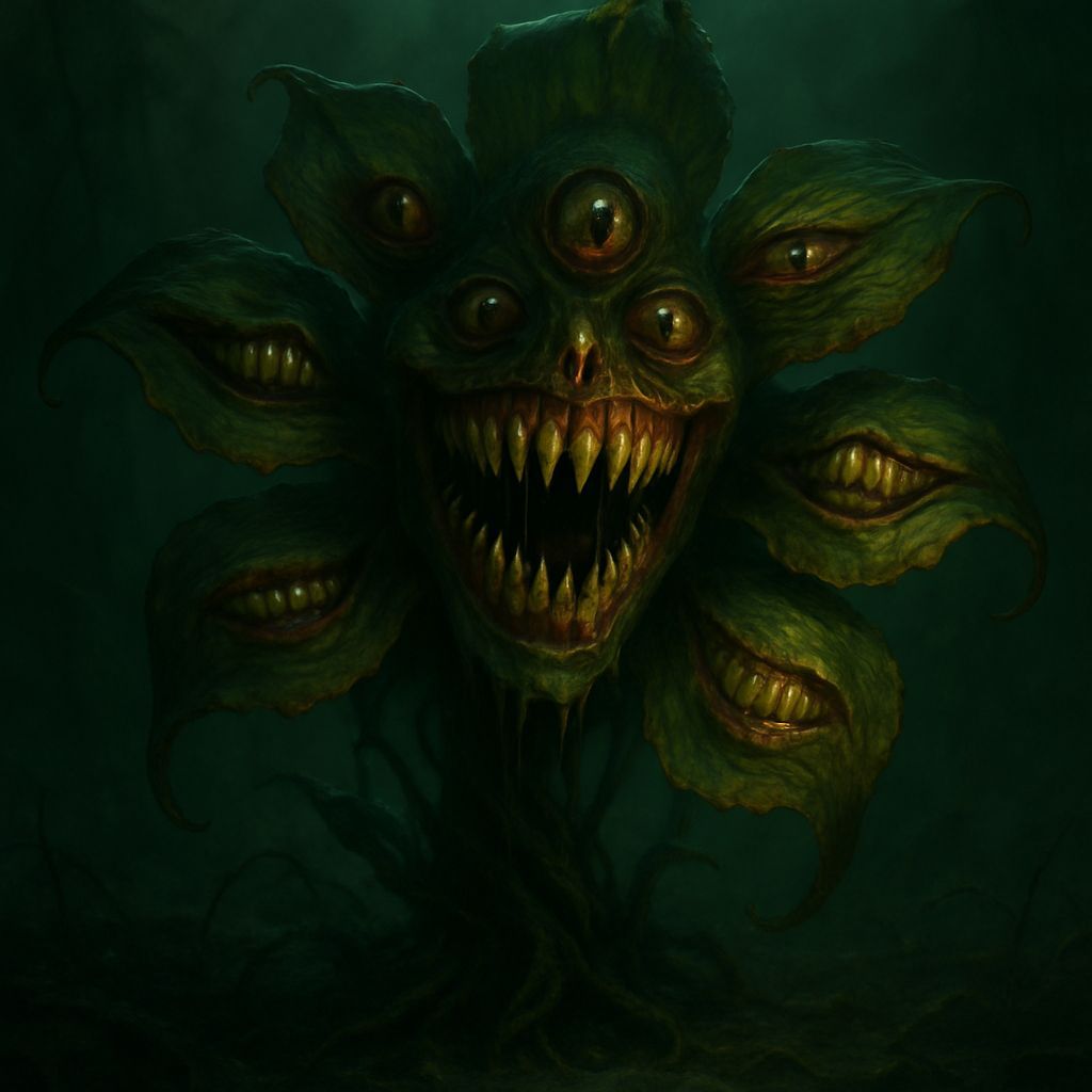 Alien Flower Monster with Teeth: Digital Painting