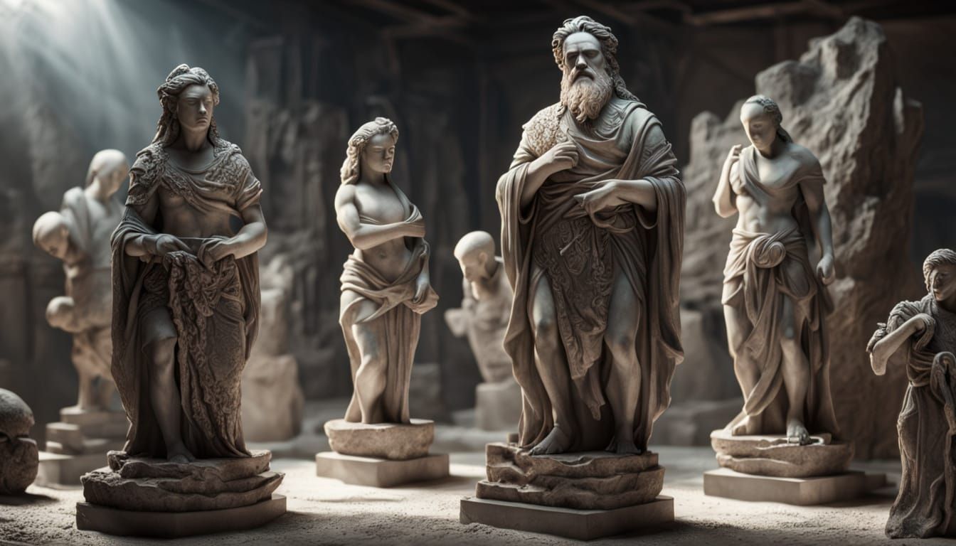 Hyperrealistic Sculptures in Moody Studio Lighting