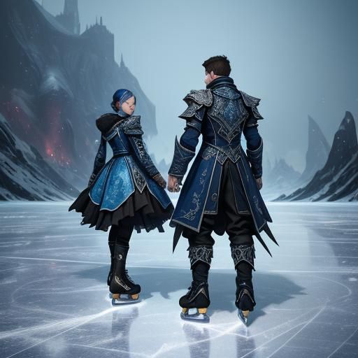 Fantastical Ice Skating Scene in Detailed Matte Painting