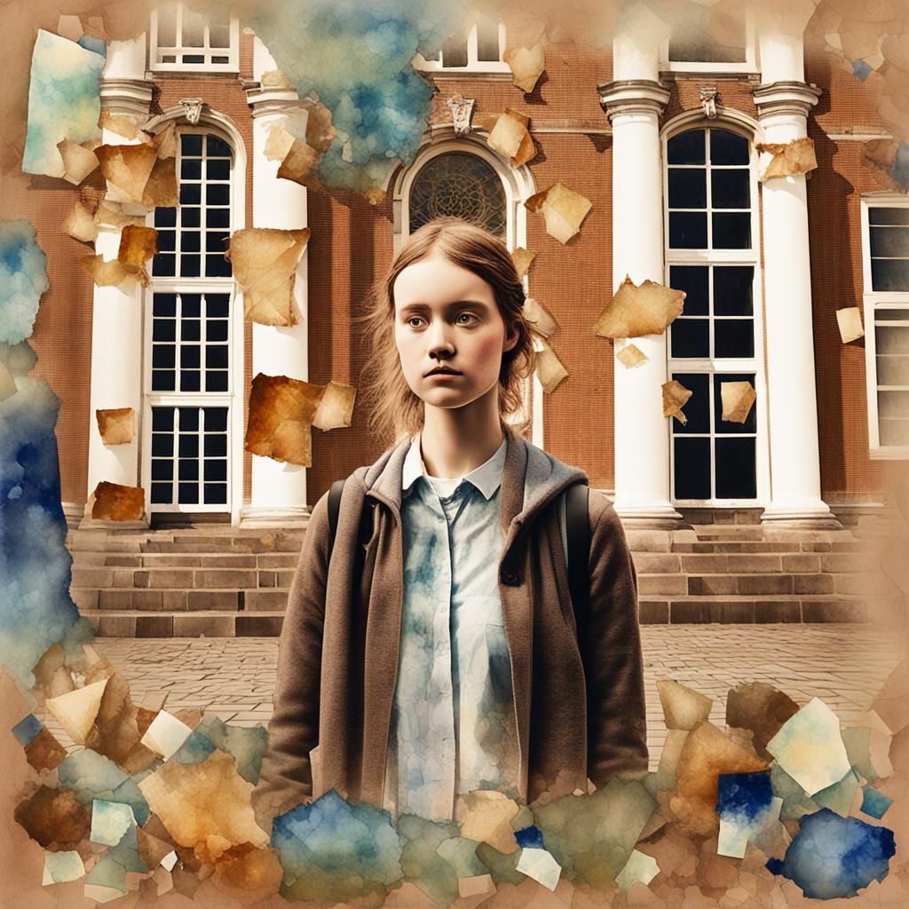 Ethereal Dutch Student in Soft, Abstract Watercolor Hues