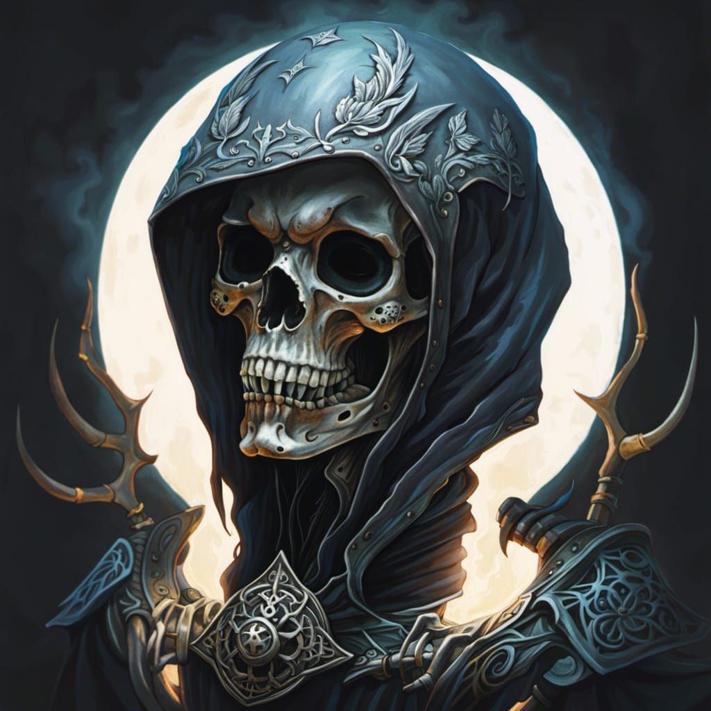 Eerie Skeleton Demon Necromancer in Dark Fantasy Style