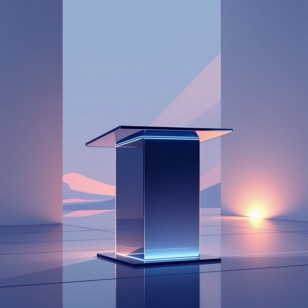 Sleek Glass Podium with Minimalist Reflections