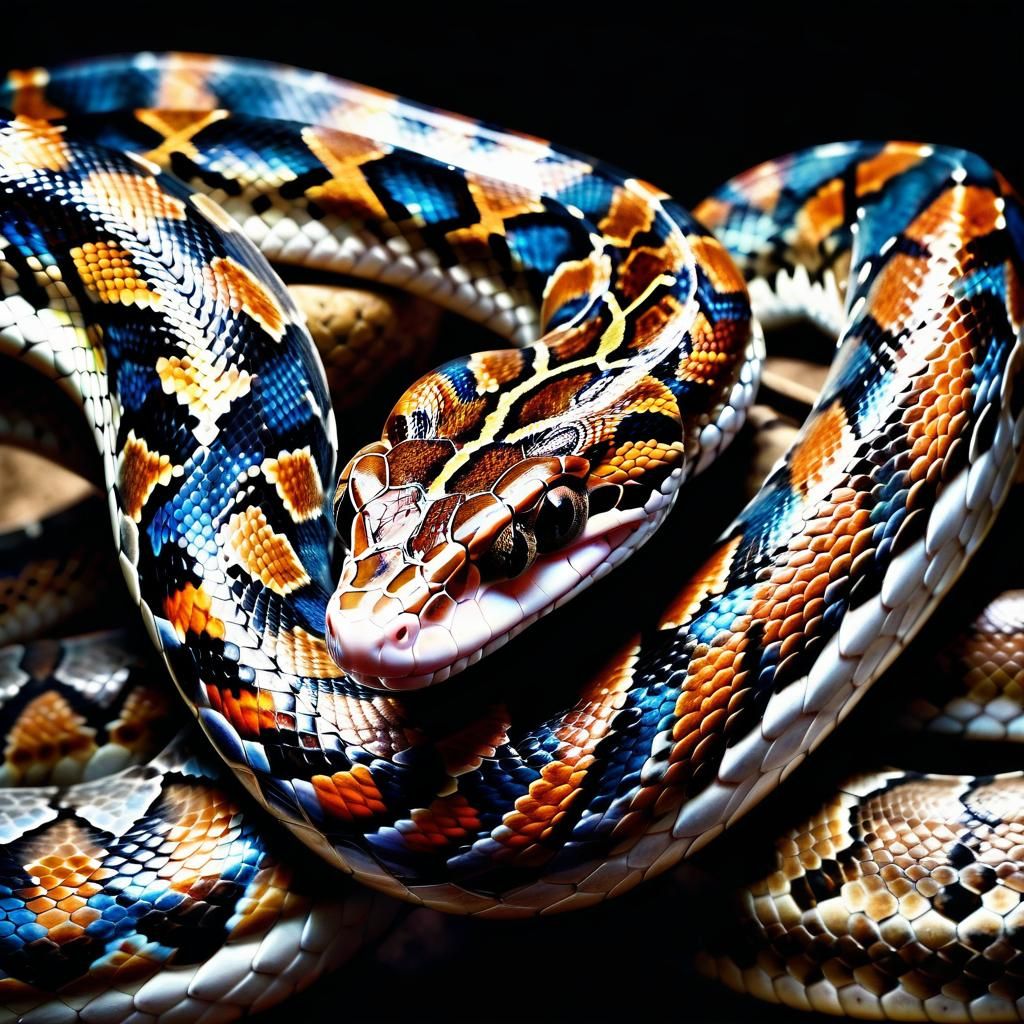 Menacing Brazilian Rainbow Boa in Watercolor Style