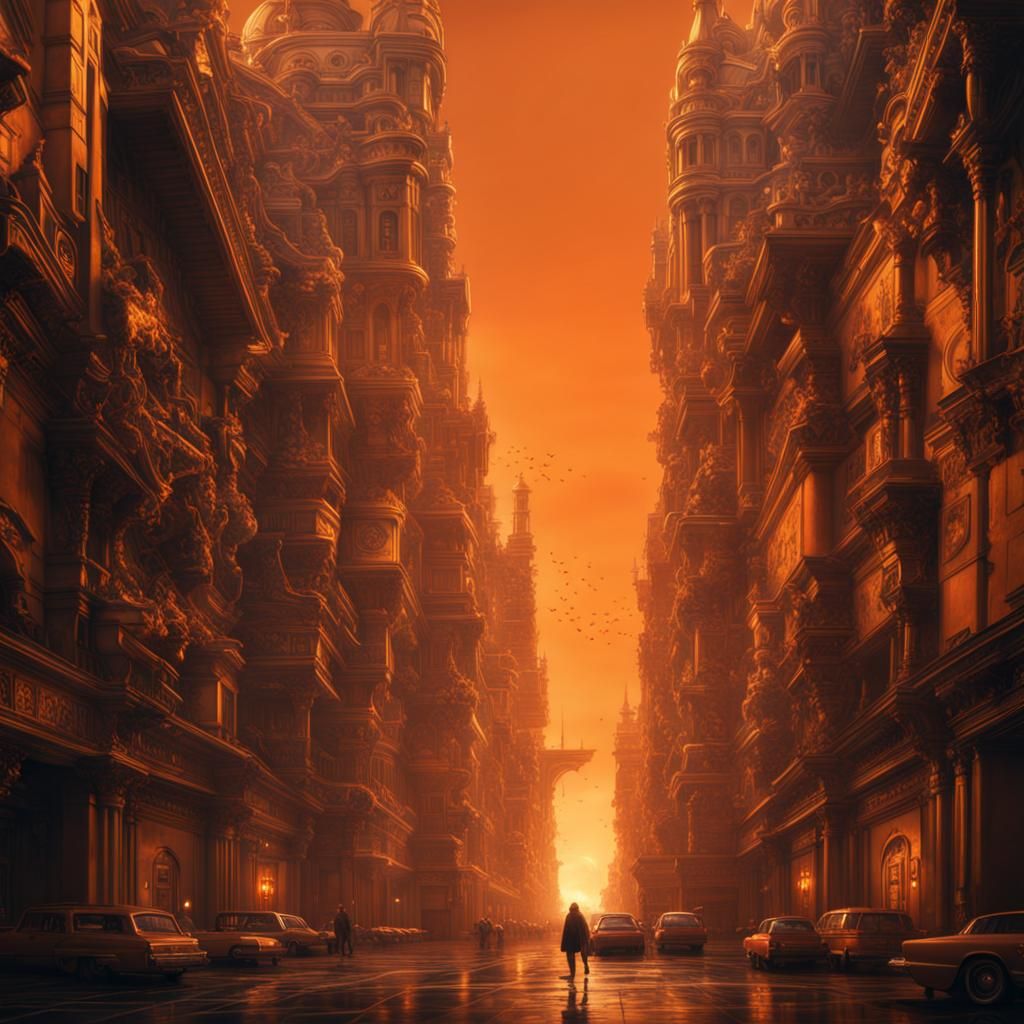 Epic Orange Digital Matte Painting