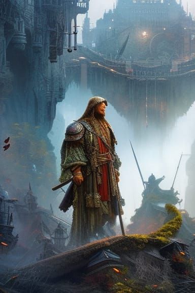 Gemstone Vitruvian Man Concept Art in Green and Yellow