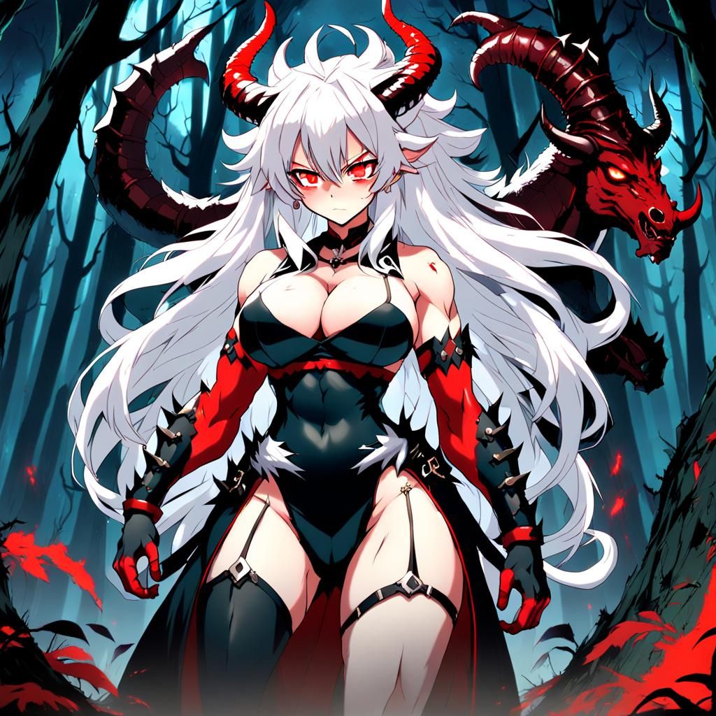 Anime Style Naga Girl in an Evil Forest