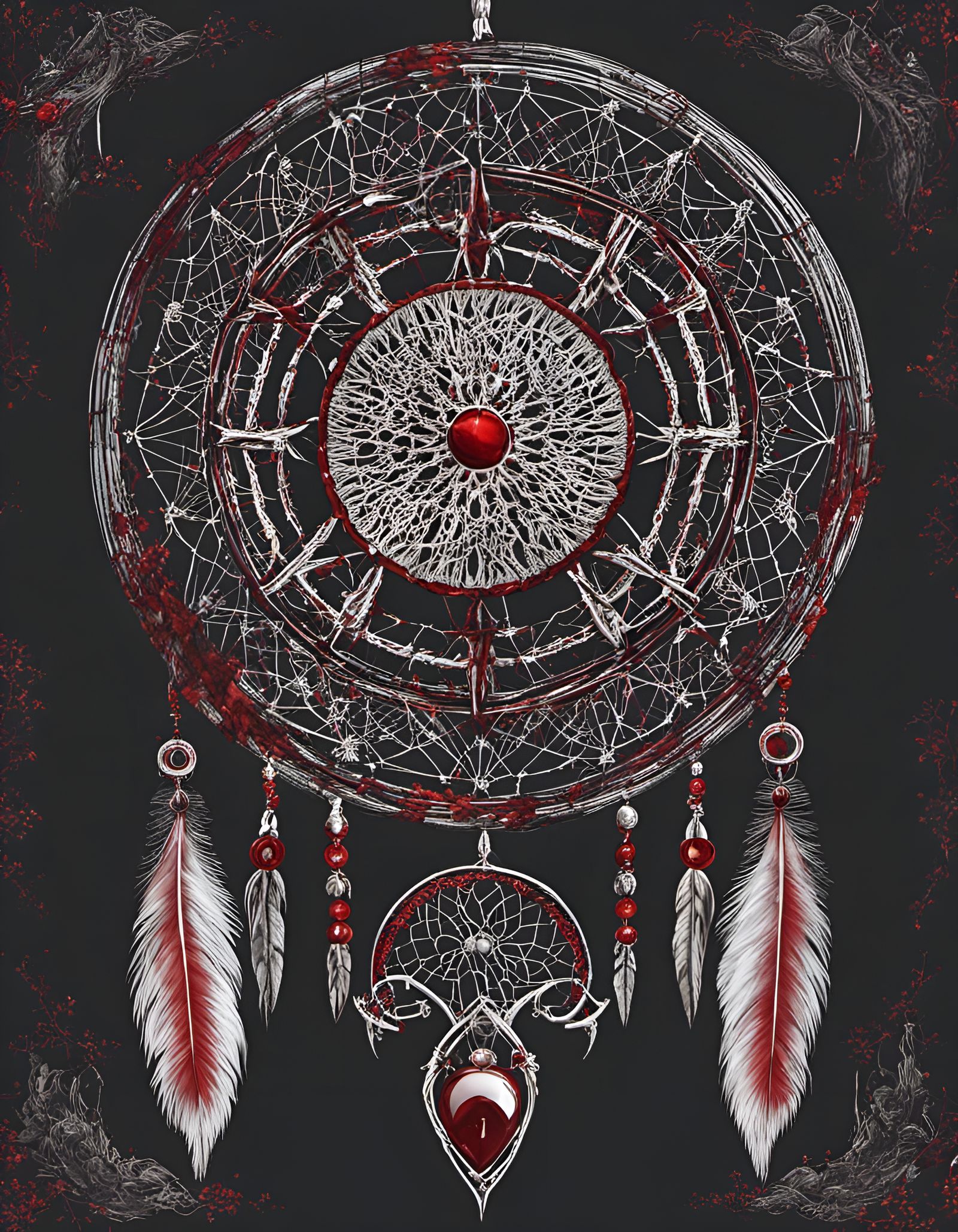 Gothic Dreamcatcher of Bones and Blood