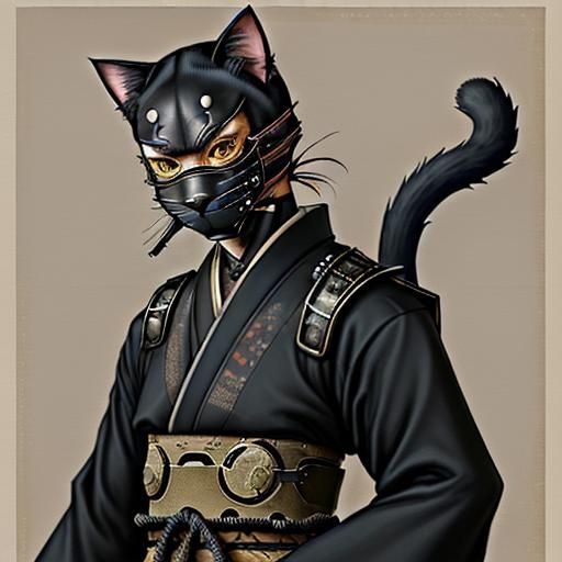 Steampunk Cat Ninja in Samurai Japan