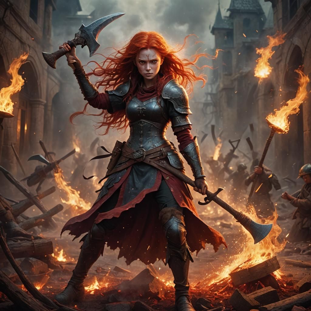 Viking girl in battle