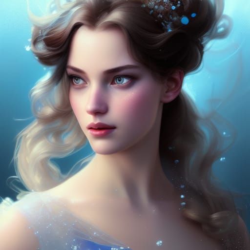 Cinderella Portrait in Hyperdetailed Digital Art Style