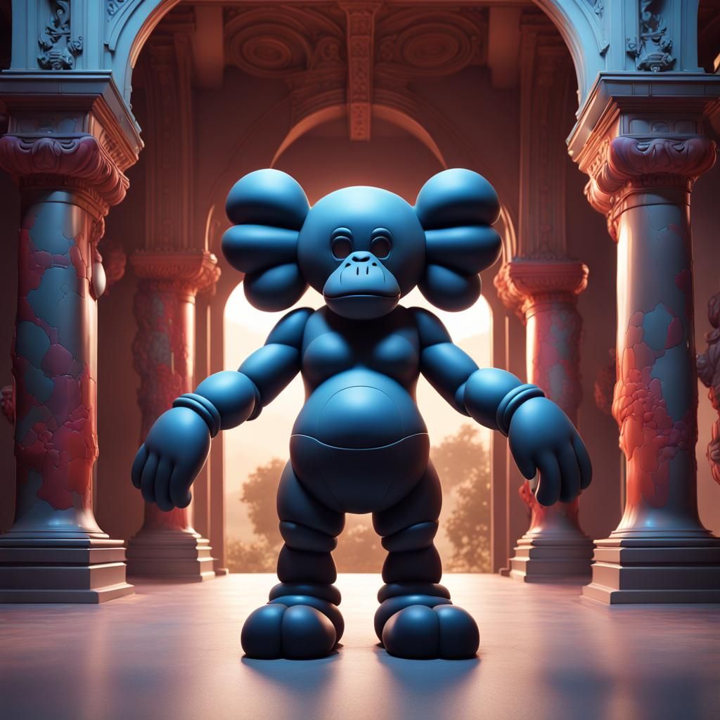 Kaws-Inspired Ape Figure in T-Pose, Digital Art