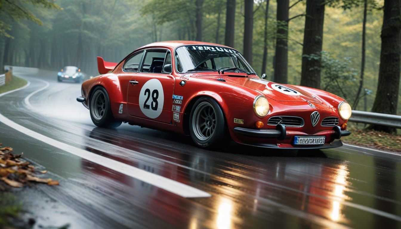 Volkswagen Karmann Ghias Race at Spa in Acrylic Art