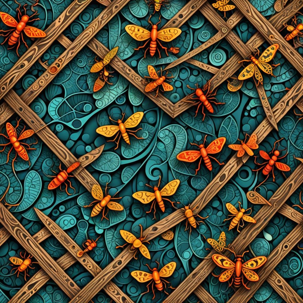 Abstract Fractal Art: Insects Under Wooden Floor