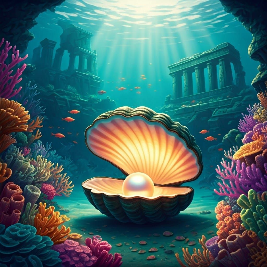 Ethereal Pearl Revealed in Vibrant Oceanic Scene