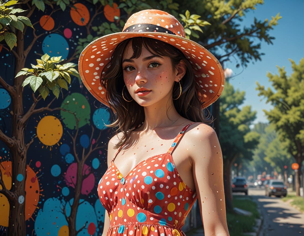 Retro Polka Dot Photograph in Anime Style