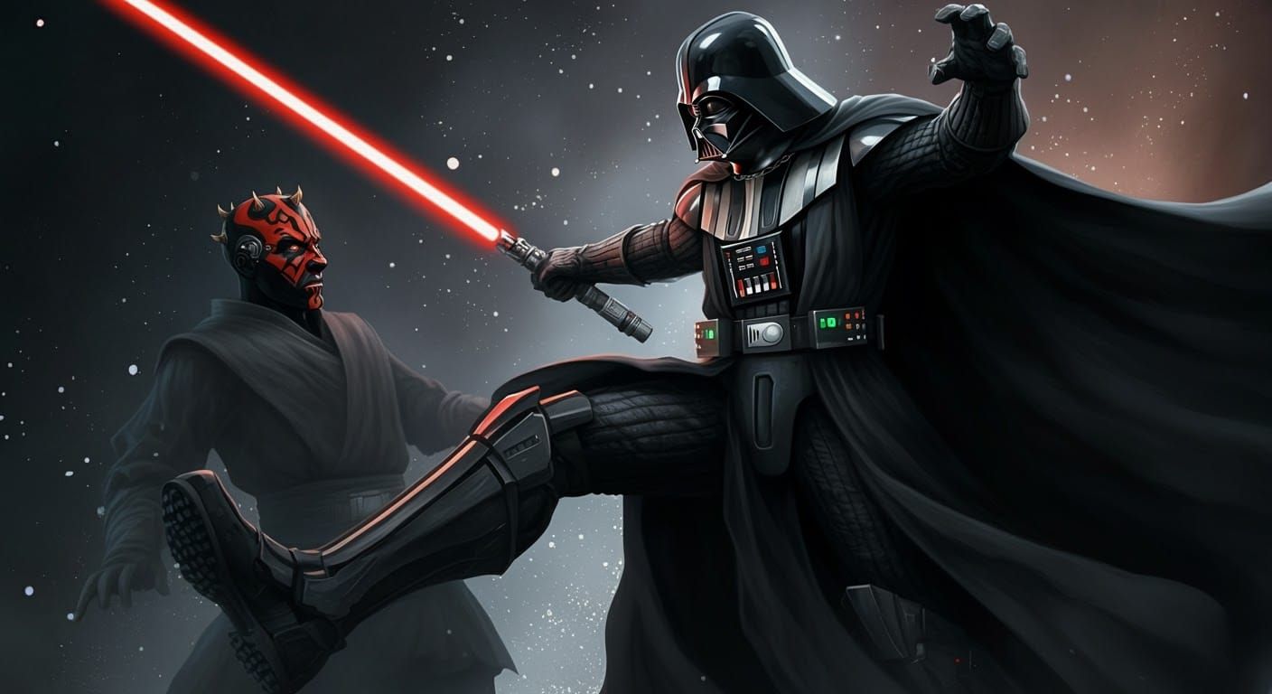 Darth Vader vs Darth Maul in an epic confrontation