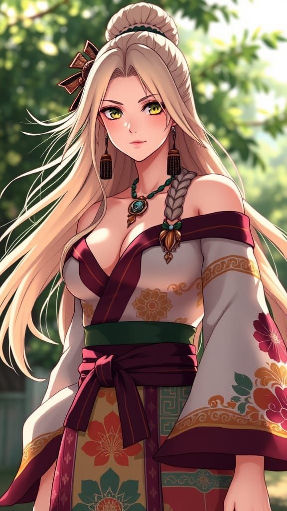 Photorealistic Tsunade in Elegant Hokage Attire