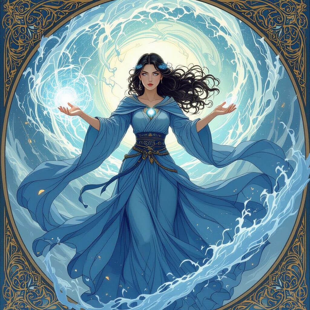 Air Mage Summons Storms in Sky-Blue Robe