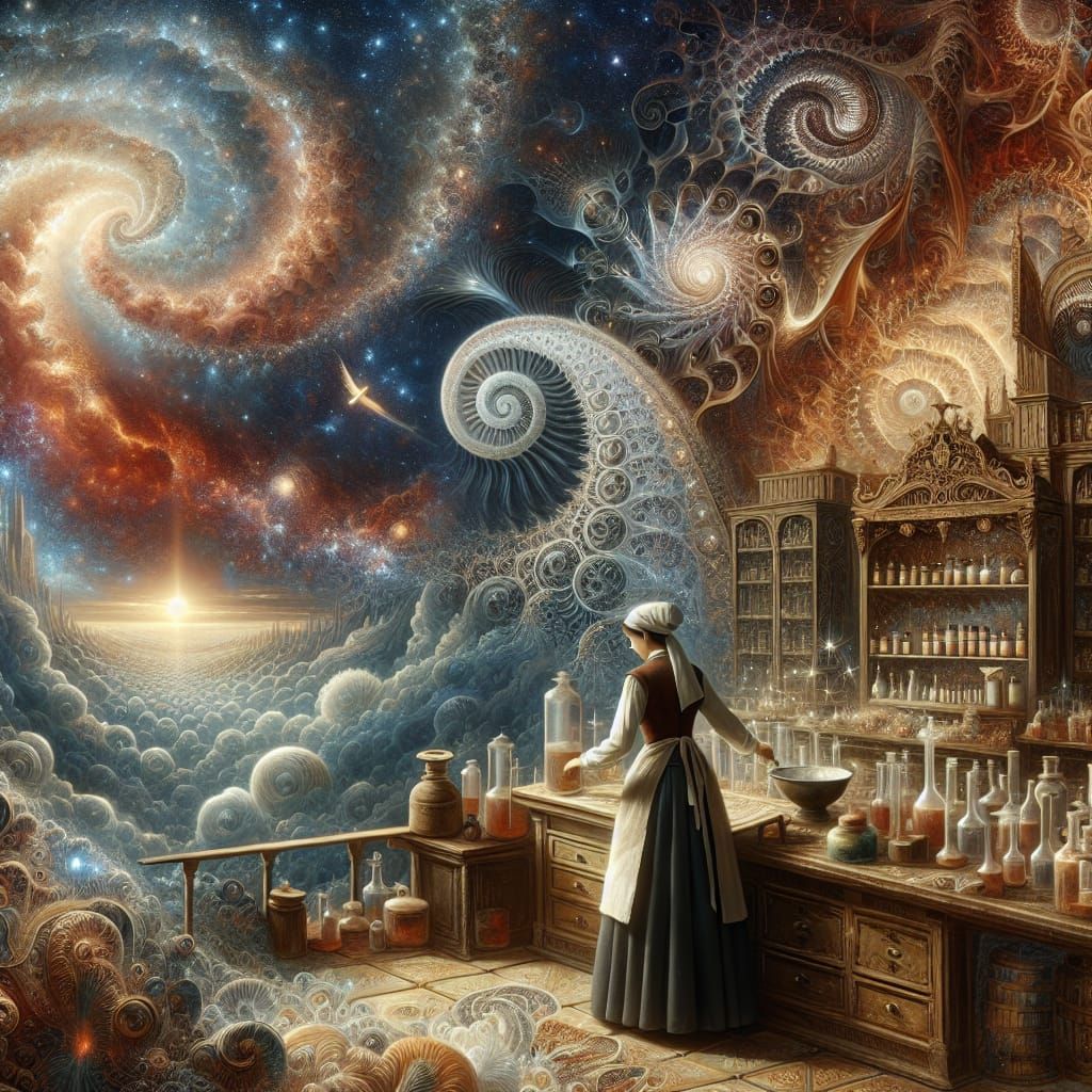 Apothecary in Garden of Earthly Delights, Fantasy Art