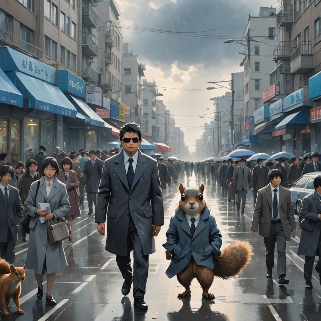 Sad Squirrel in Suit: Anime Key Visual