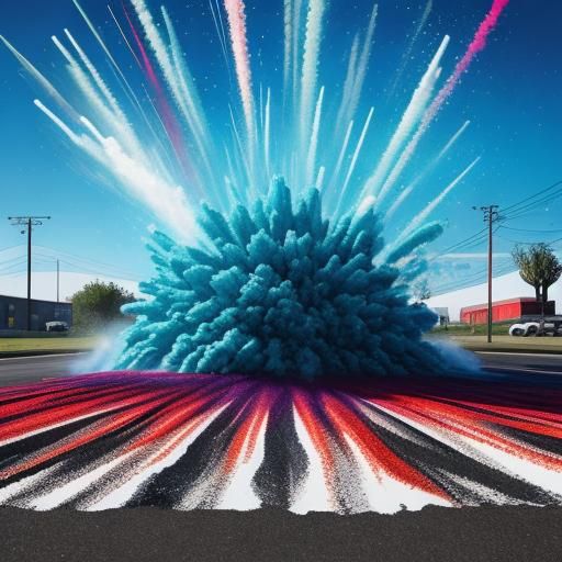 Vibrant Gasoline Explosion on Ground
