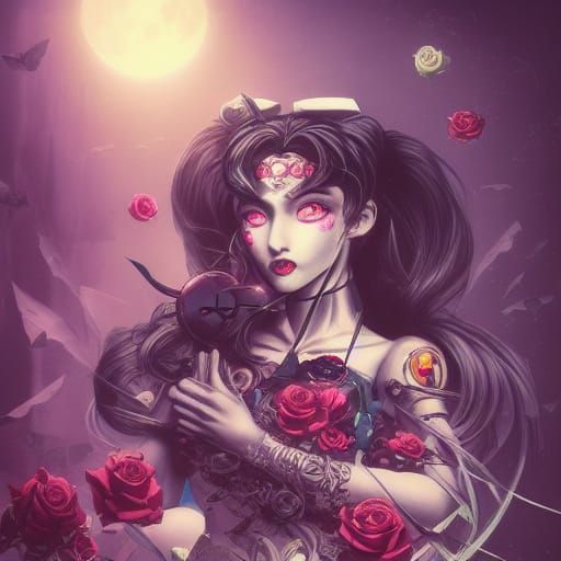 Sailor Moon Batman Steampunk in Cyberpunk Style