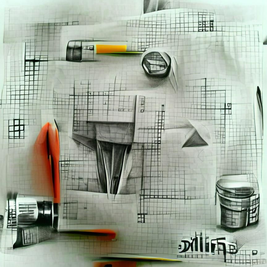 Geometric Pencil Sketch Abstract Composition