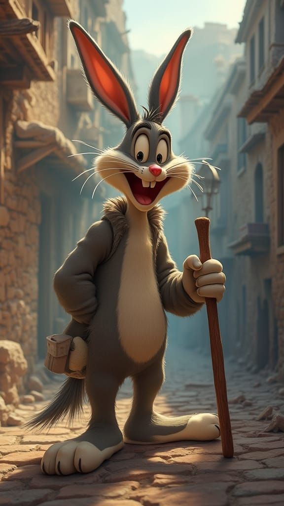 Cartoon Shark-Man Causes Chaos in City Street