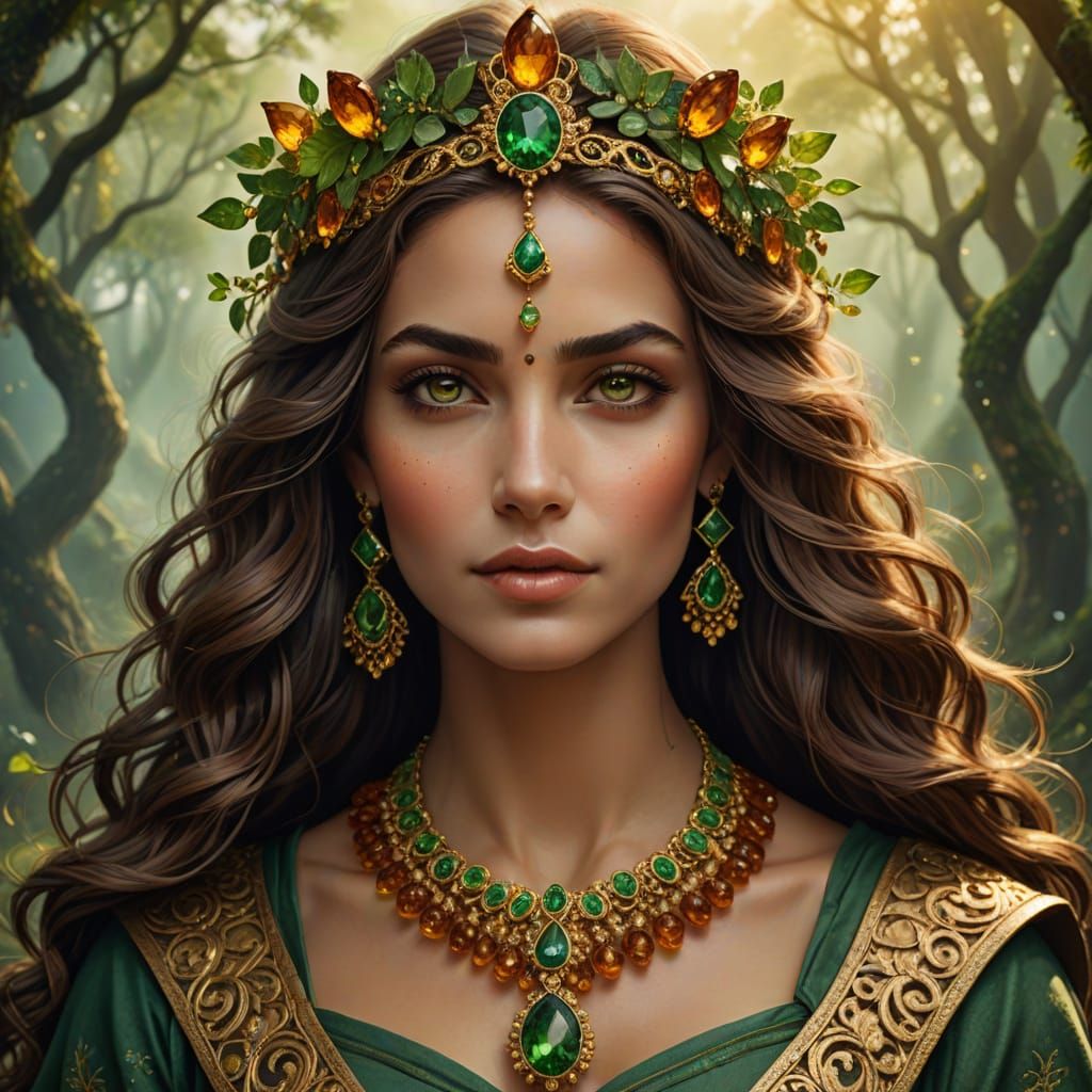 Gaia Goddess Portrait with Earthly Adornments